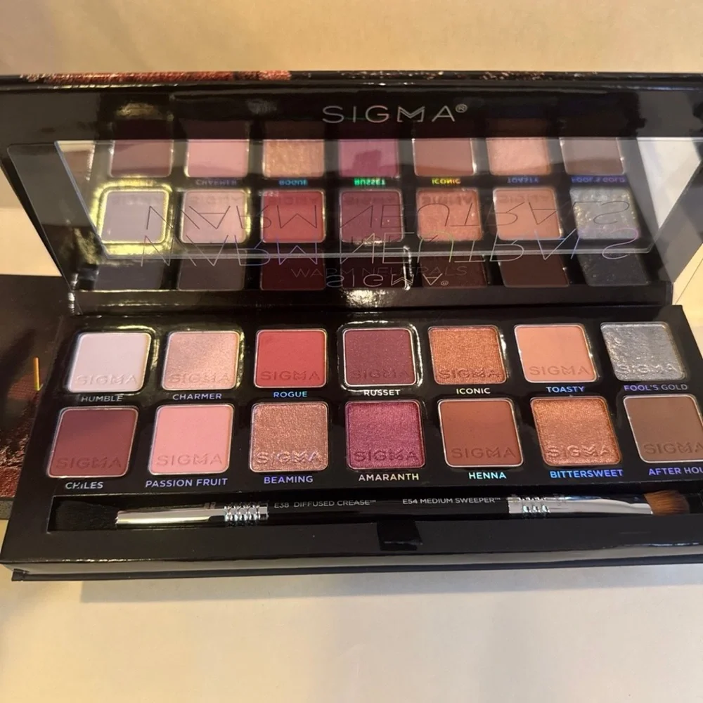 SIGMA Warm Neutrals Eyeshadow Palette w/Dual Ended Brush NIB $65